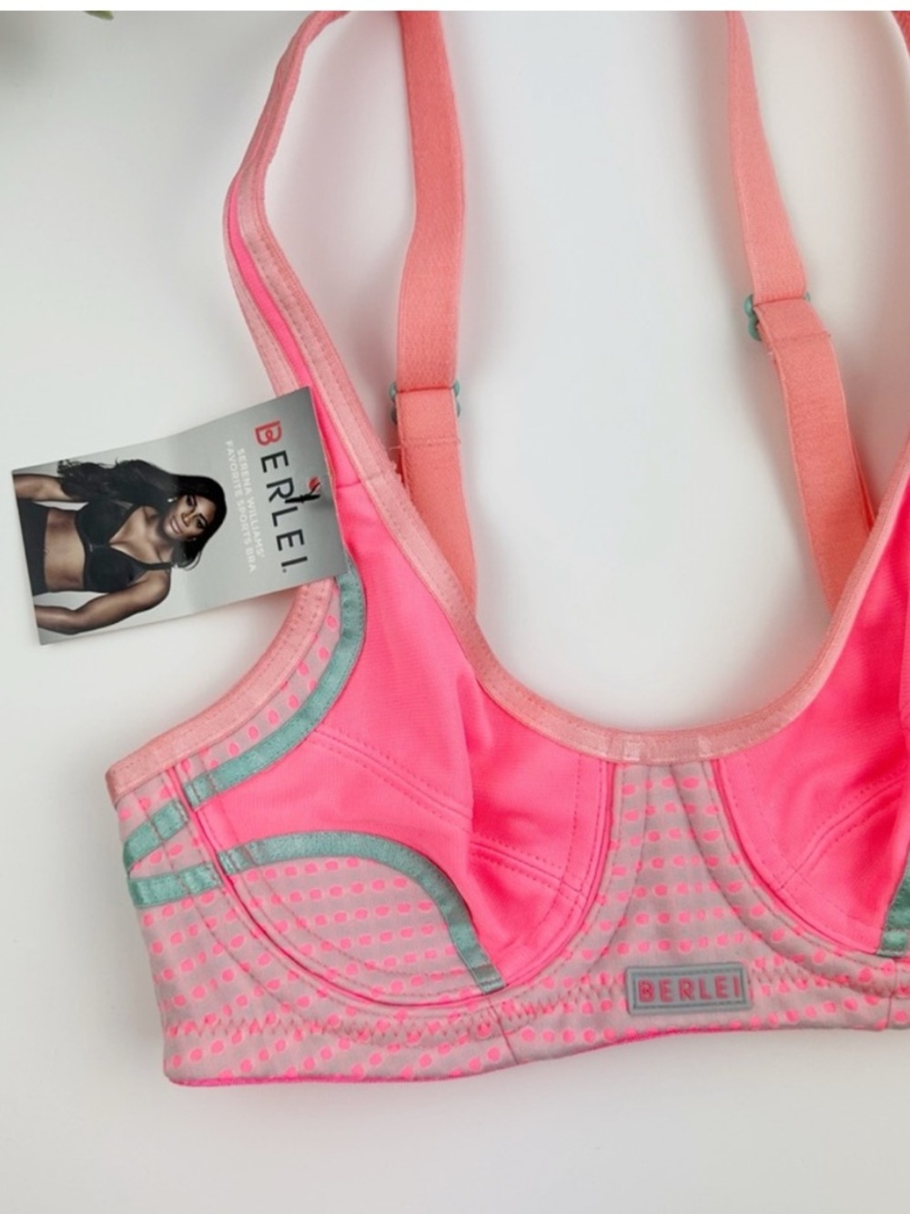 Berlei Neon Pink & Mint Underwire High Impact Sports Bra Size 30A - Picture 2 of 5